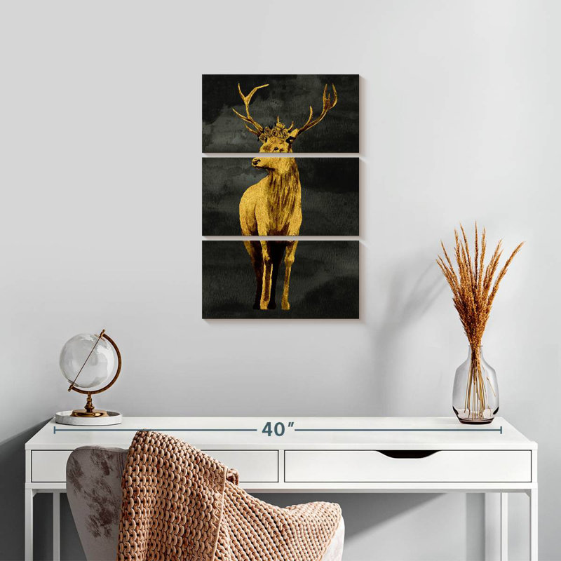 Cerf doré Brampt, H 74 po x l 48 po
