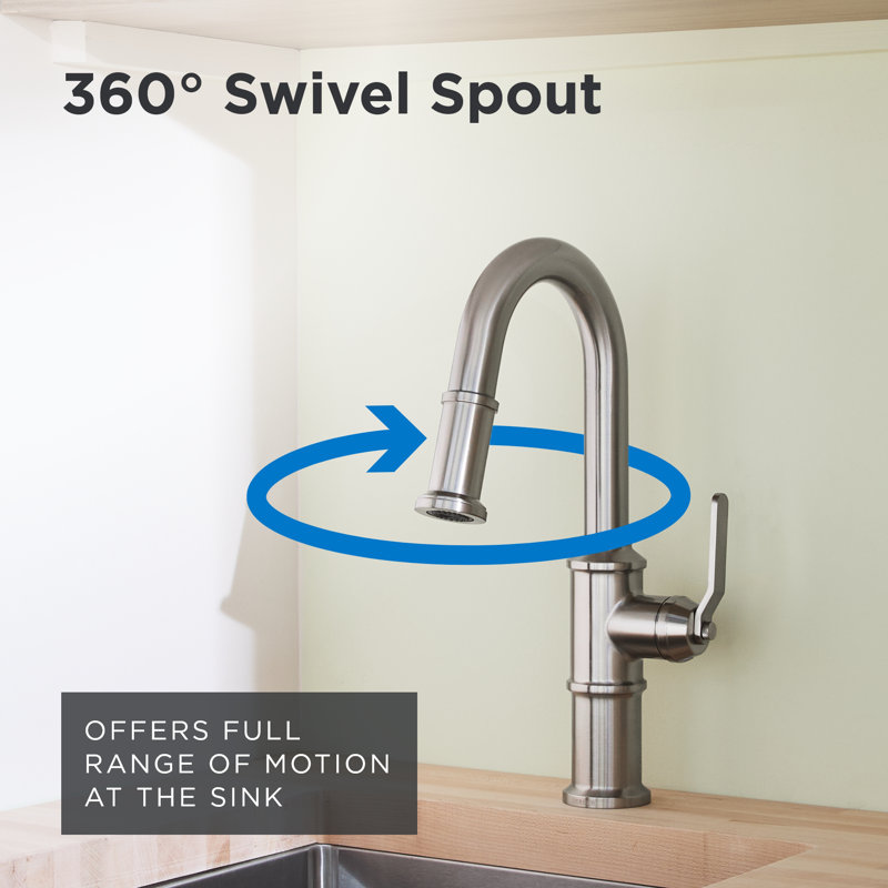 Kinzie Single Handle Pull-Down Prep Faucet, Stainless Steel