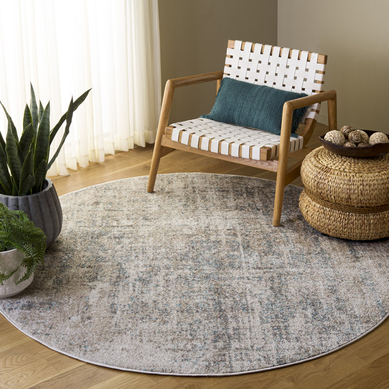 Alaric Geometric Area Rug, Round 91 cm