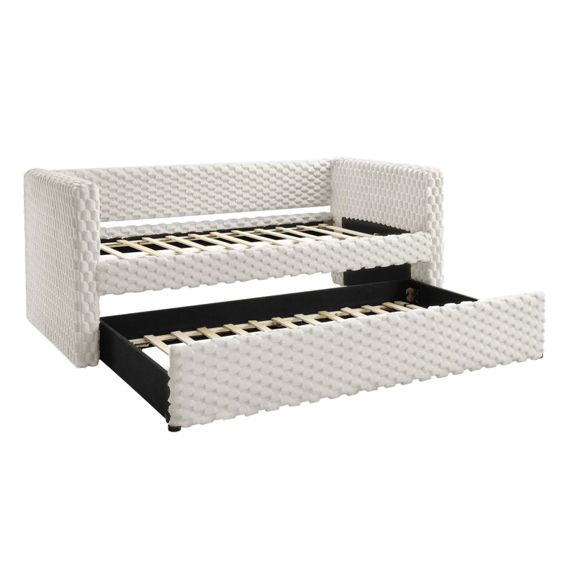 Charming Modern Daybed with Pull-Out Trundle for Versatile Use, Antique White