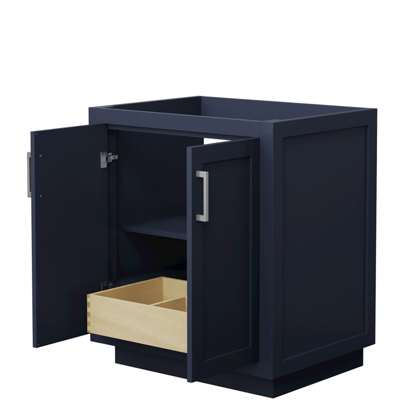 Base de meuble-lavabo simple autoportante 29,25 po Miranda seulement, Bleu foncé / nickel brossé
