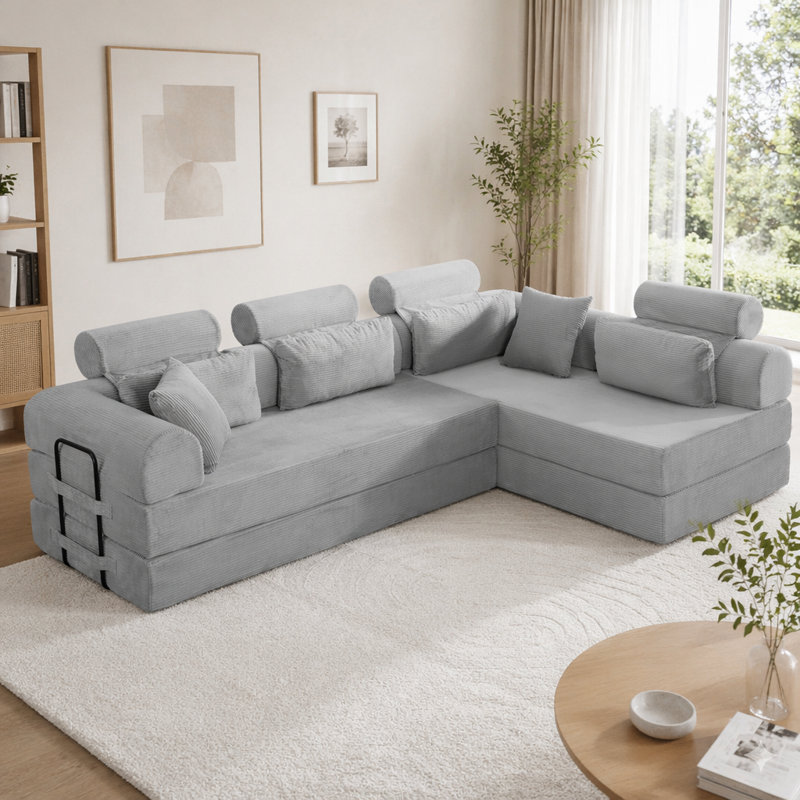 L shape Modular Sectional Sofa, Light Gray
