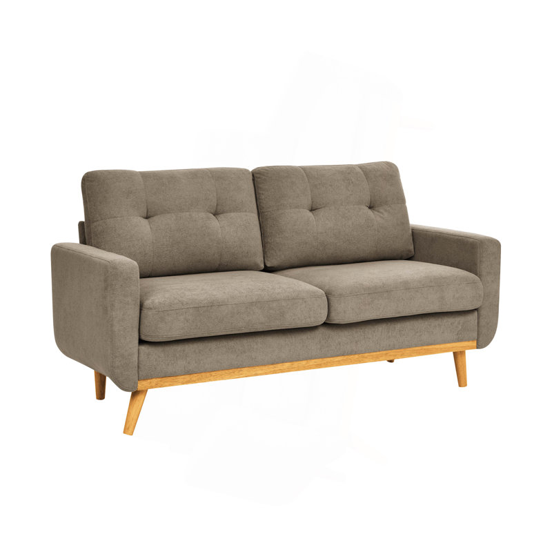 Canapé rembourré Mid-Century, Kaki, Natural