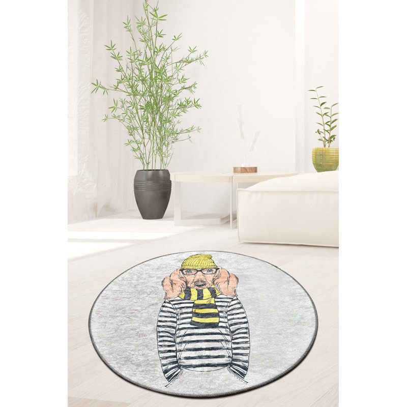 Tapis antibactérien rond, 39,4 po de diamètre, 100% polyester, hauteur de poils de 0,2 po | Dessous antidérapant, lavable à la machine | Parfait pour le salon, la chambre à coucher et la salle de jeux, conception douce et durable