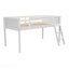 Lit mezzanine bas simple en bois avec échelle, l'échelle peut être placée à gauche ou à droite, blanc-1043835371