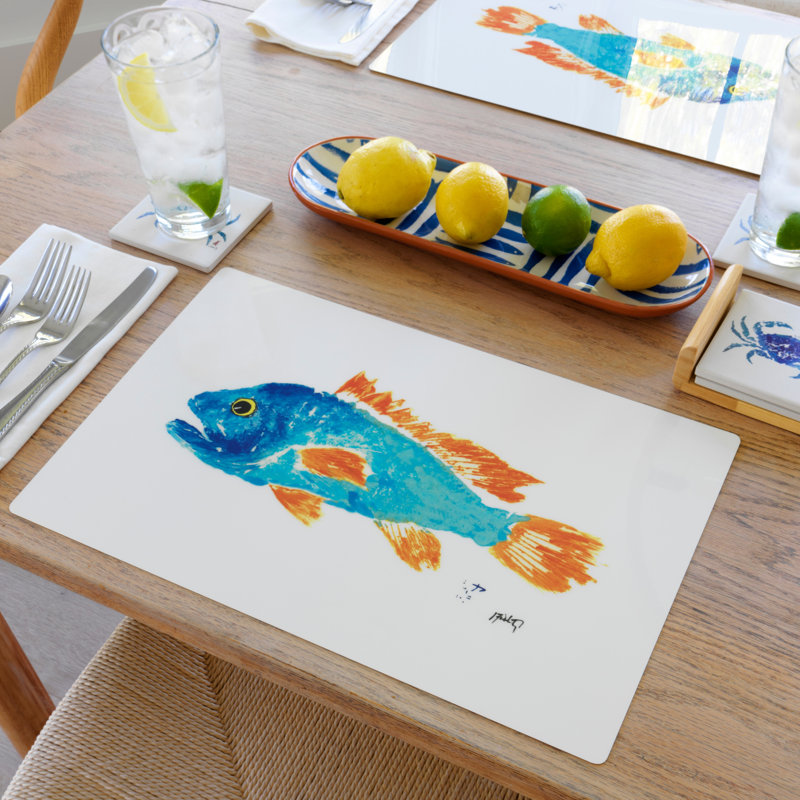 Napperon bleu et orange