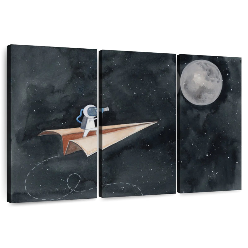 Ashelle papier avion à la lune, H 42 po x l 65 po