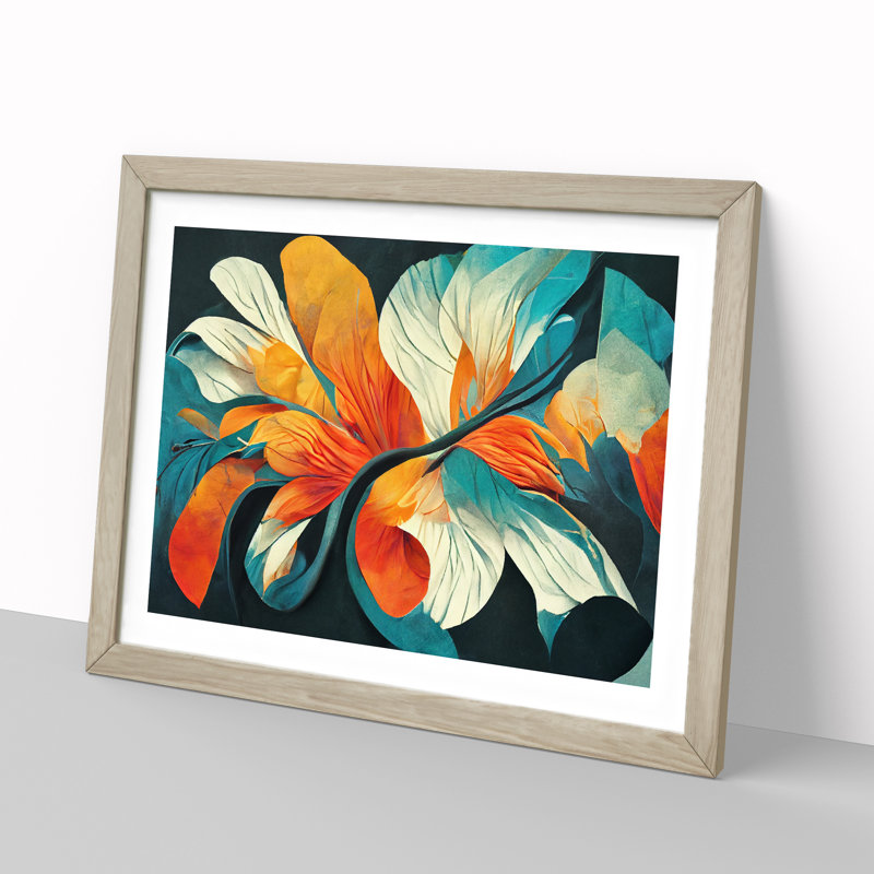 Abstract Floral Art Vol.1 1 Piece Single Picture Frame Painting, 25cm H x 34cm W x 2cm D, Oak
