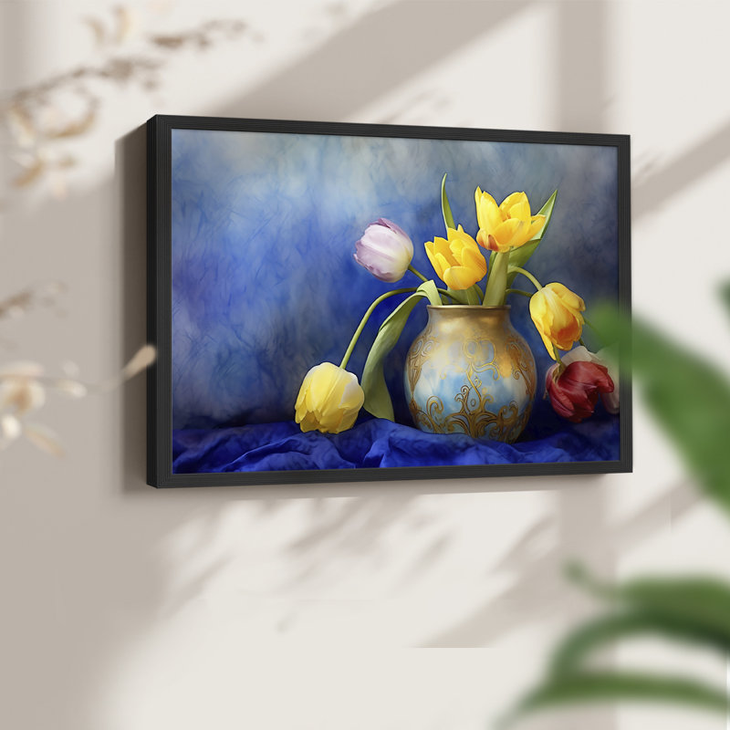 Série florale - XCV - reproduction encadrée - réarmable, Noir, noir, noir, noir, H 22 po x l 28 po