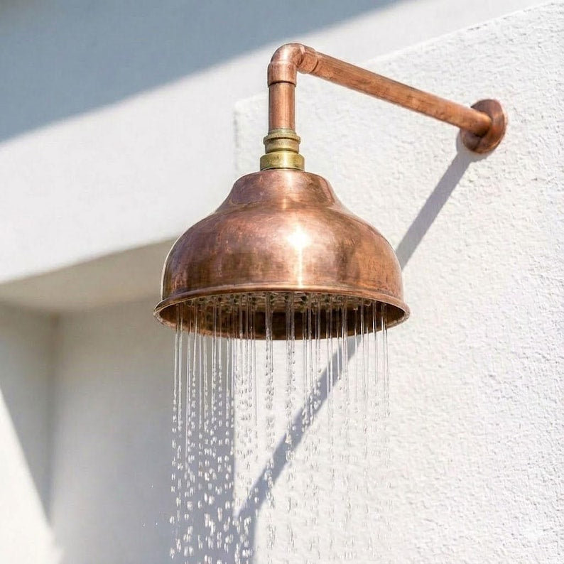 Pomme de douche en cuivre massif faite à la main, 8 pouces