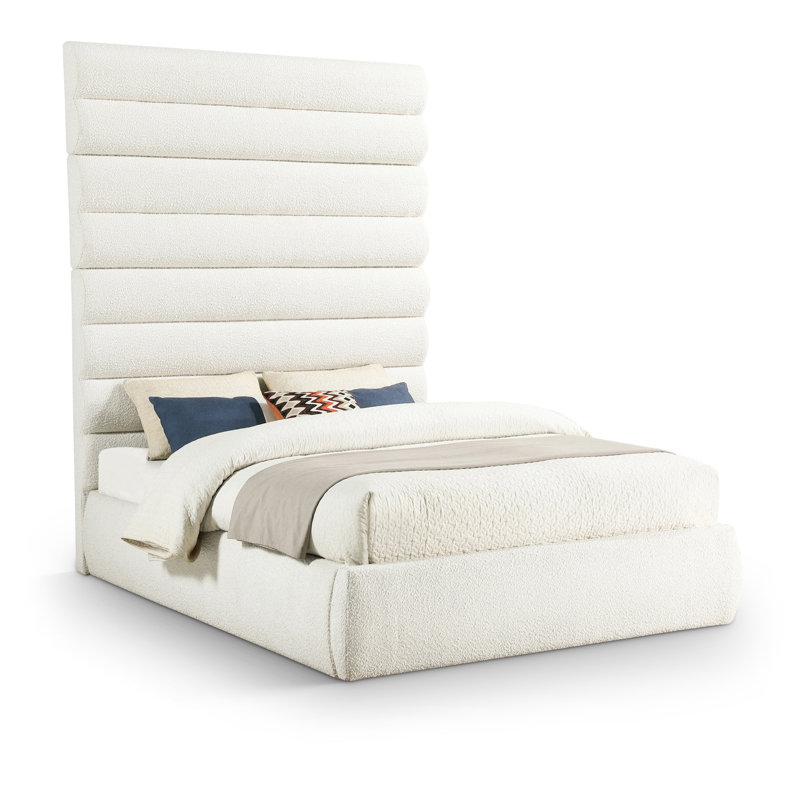 Lit en tissu Adam, Crème, Grand lit, Boucle Fabric