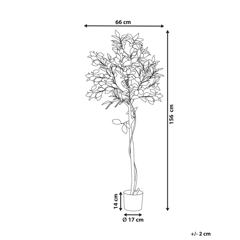 Faux Lemon Tree Plant in Plastic Planter, 156cm H x 66cm W x 66cm D