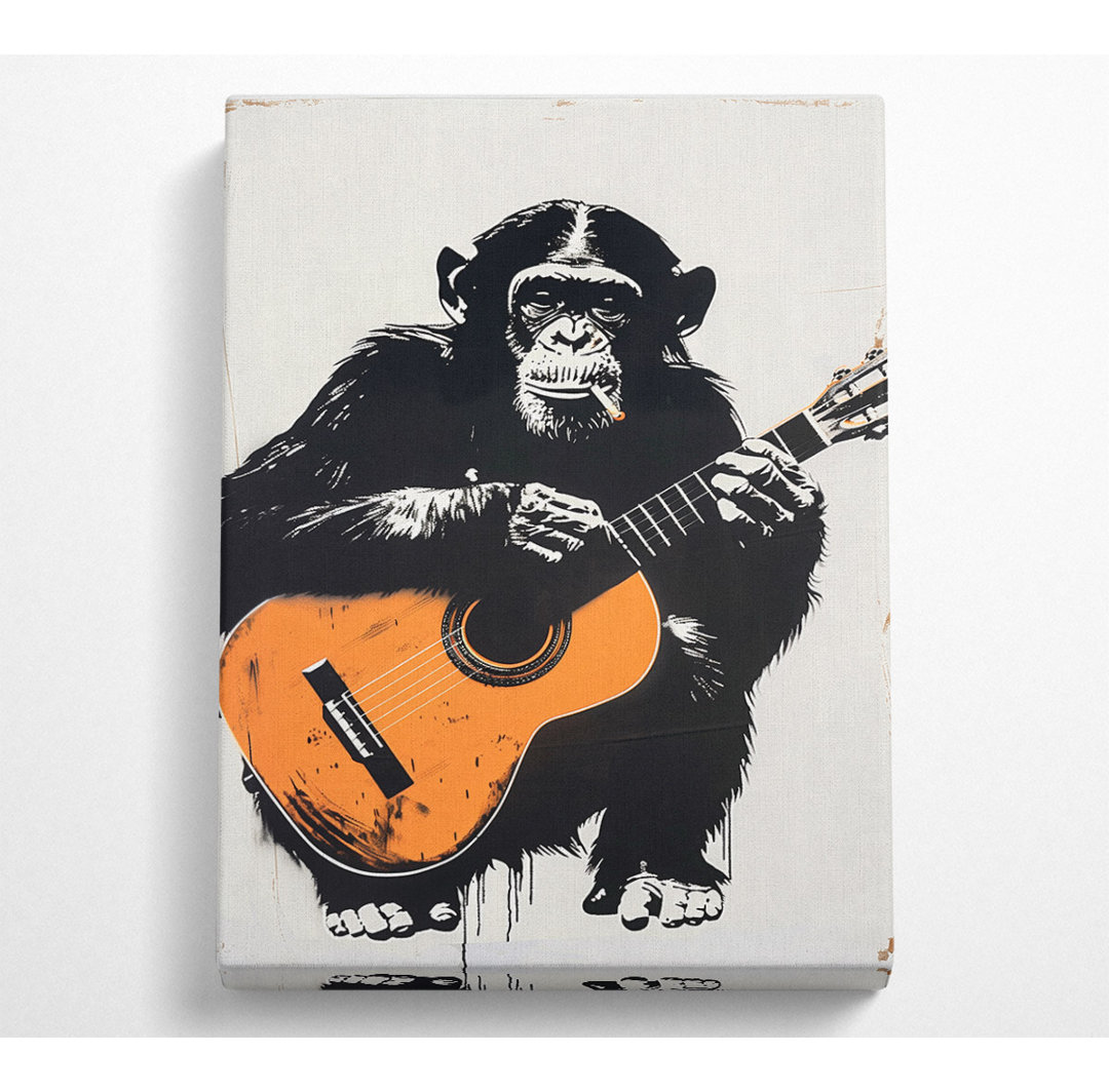 Chimp Guitar - Kunstdrucke auf Leinwand ohne Rahmen