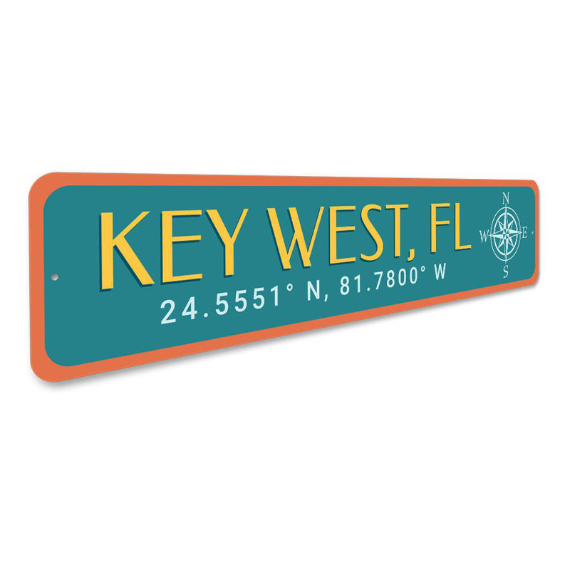 Enseigne en aluminium Key West, H 6 po x l 24 po x P 0,06 po