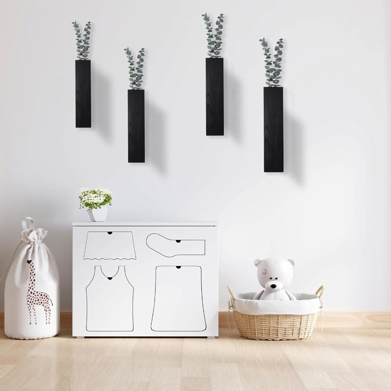 Vase mural en bois Karelie, Noir, H 11,8 po x l 2,7 po x P 1,73 po