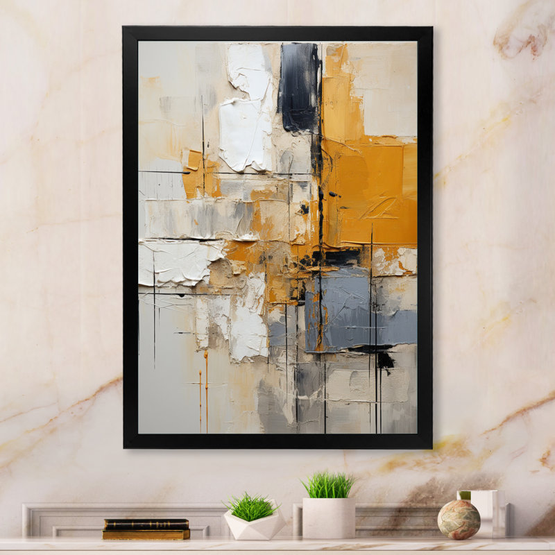 Abstract Assemblage IV - Abstract Collages, impression d'art mural, Cadre photo noir, H 32 po x l 24 po x P 1 po