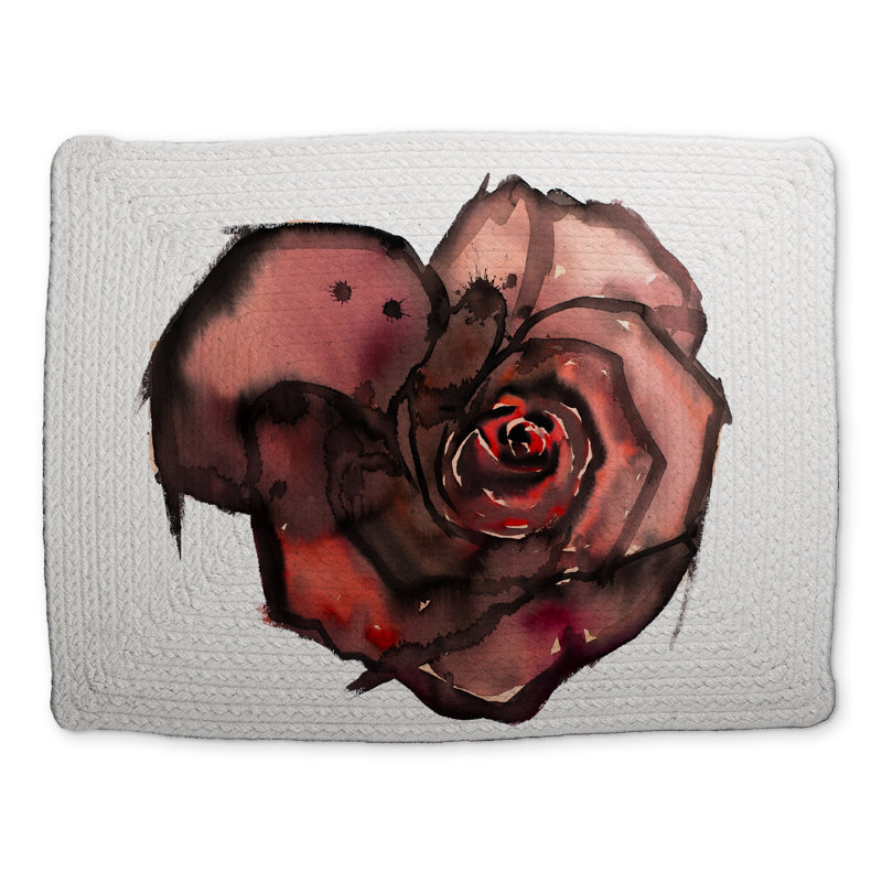 Napperon en polyester tressé à motif floral rose foncé | Décor romantique