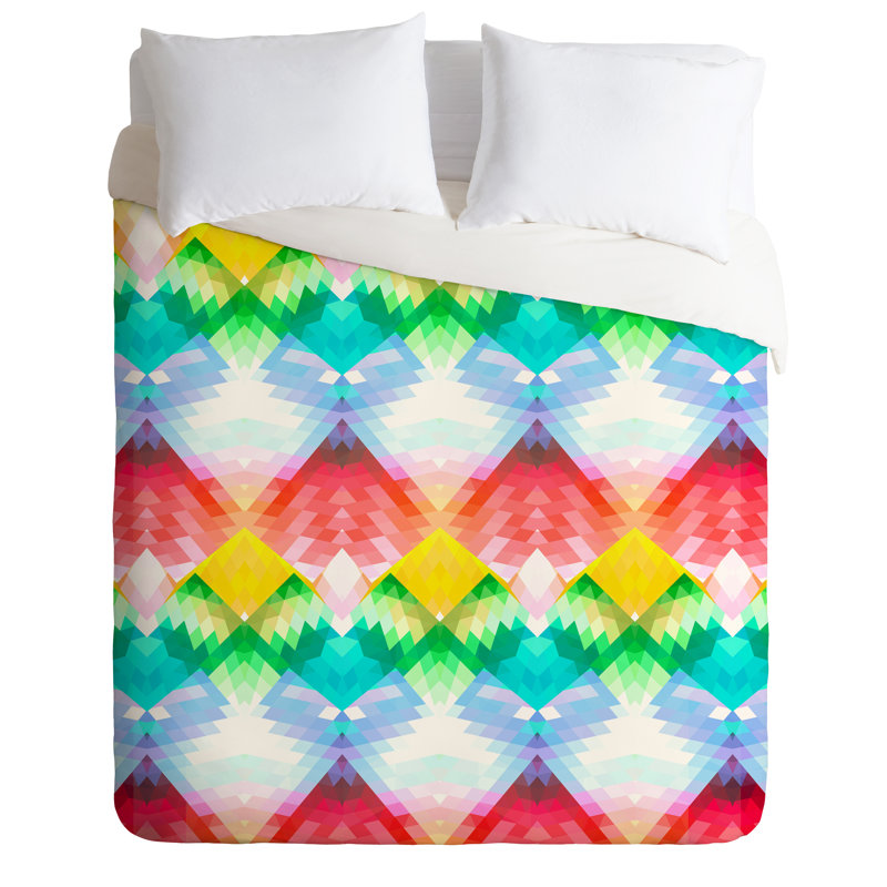 Ensemble de housse de couette Crystal Rainbow, Housse de couette pour grand lit et 2 taies décor