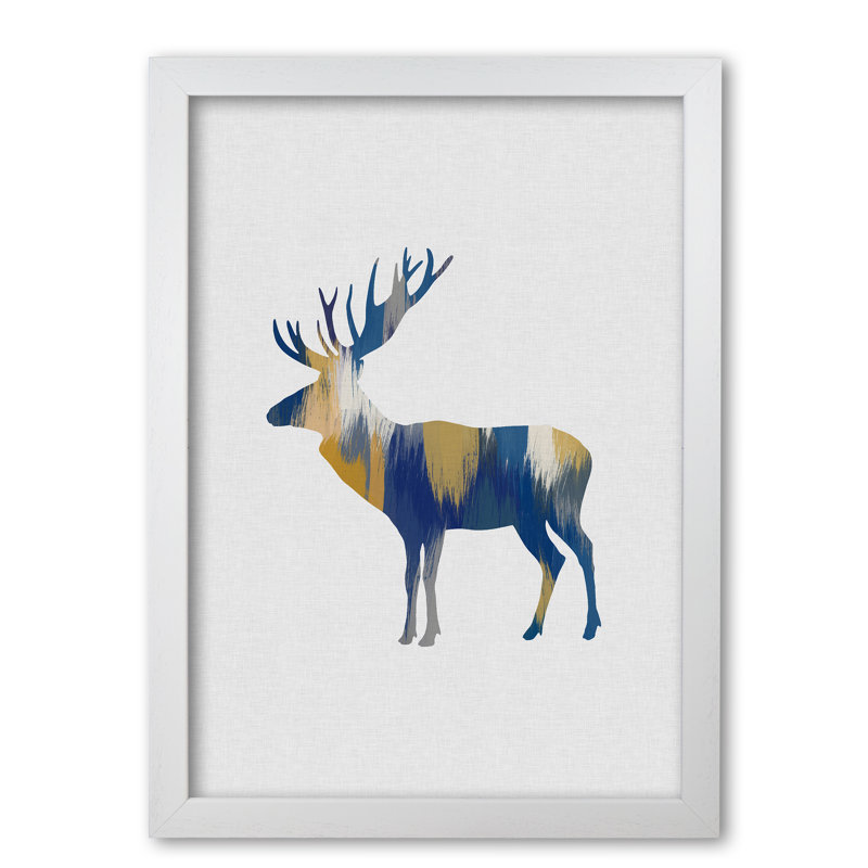 Moose - Print, White Grain Frame, 60 cm H x 42 cm W x 5 cm D