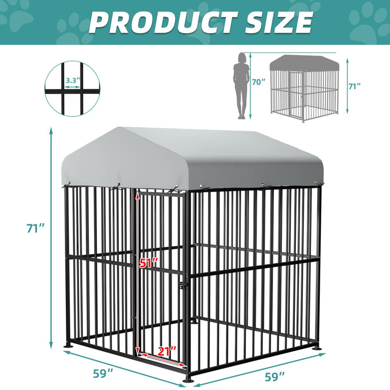 Grand enclos pour chien Meetwarm, H 71 po x l 59 po x P 59 po