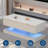  Lift Top Coffee Table with Storage, Modern High Gloss LED Table, Adjustable Convertible, APP Controlled, Dining Table for Living Room, Home Office – White-1471261667