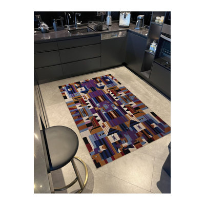 Multi Color Mixed Geometric Shape Pattern Creative Modern Decorative Machine Washable Area Rug