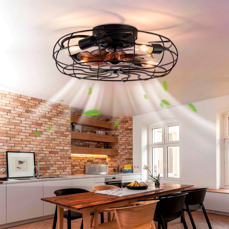 New Model 19 Inch Ceiling Fan Light With 6 Speed Remote 8 Blade Reversible Dc Motor For Bedroom