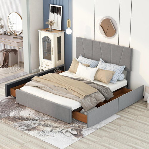 Ebern Designs Timaya 4-Drawer Storage Upholstery Platform Bed with ...
