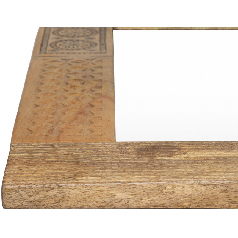 Elegant Dilwara Rectangular Wood Wall Mirror 32"x39"
