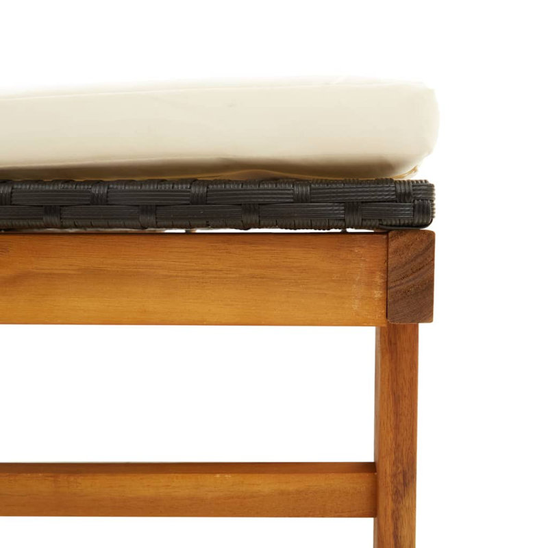 78.7" Long Acacia Single chaise with Cushions, Cream White