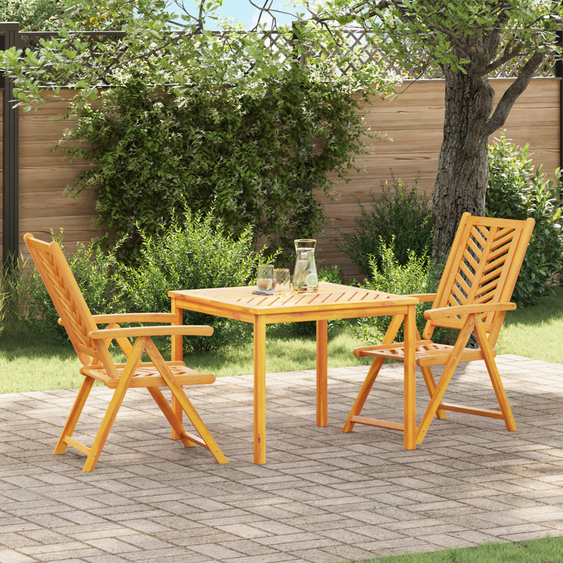 2 - Person Wood Patio Dining Set with Square Table