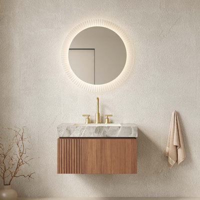 Luxury Floating Bathroom Vanity with Sintered Stone Countertop and Ceramic Basin
