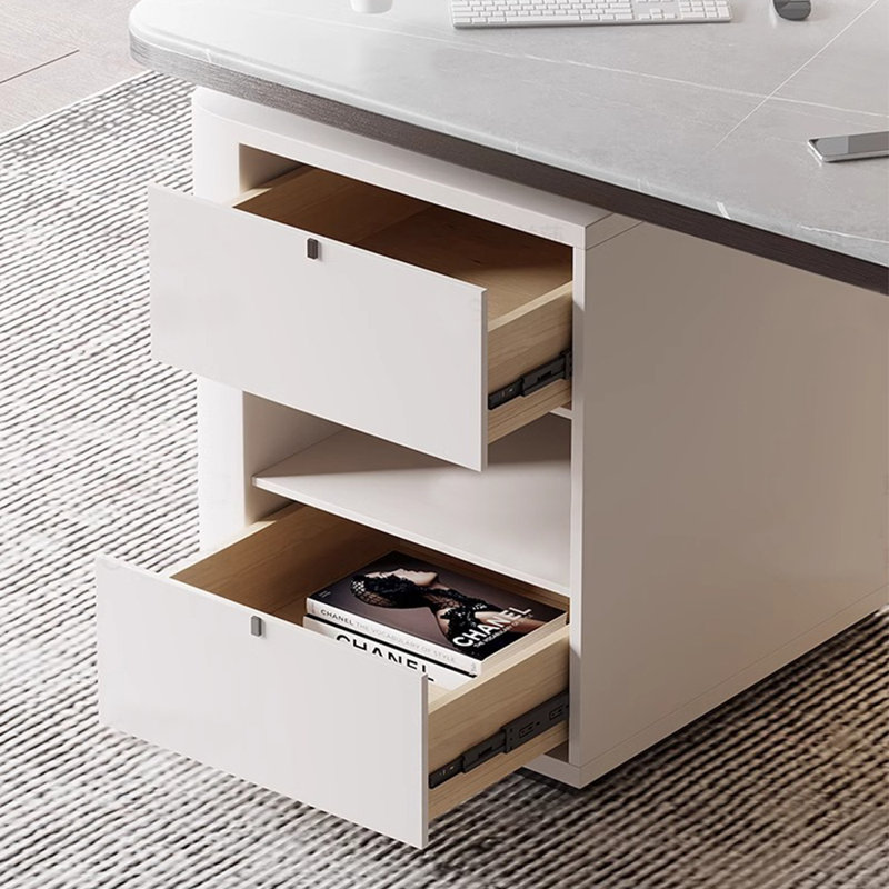 Sintered stone unique desk, Gold/White