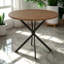 Table de cuisine ronde moderne, table de salle à manger ronde avec pieds en X noirs et plateau de table en bois, table de salle à manger pour 4 à 5 personnes