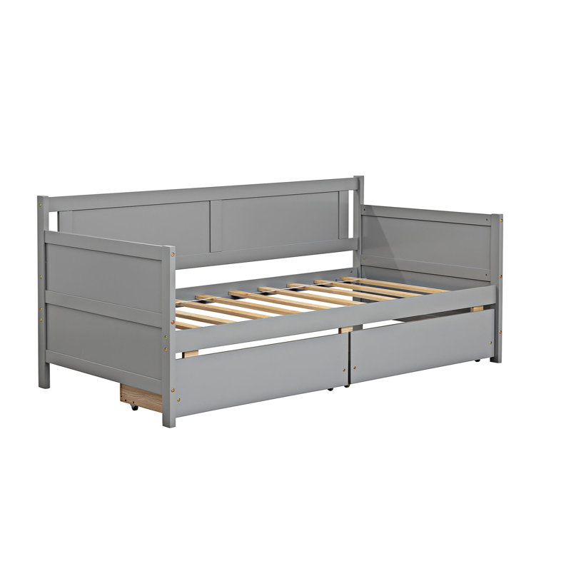 Twin Size Daybed with Two Drawers, Gray