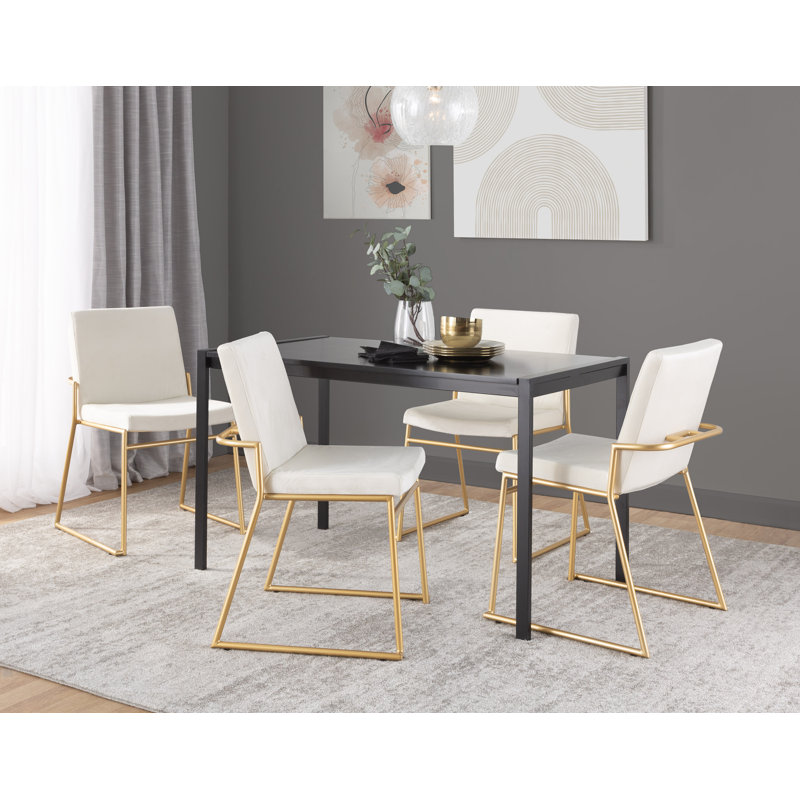 Gradin Stackable Side Chairs, Gold, Velvet Cream