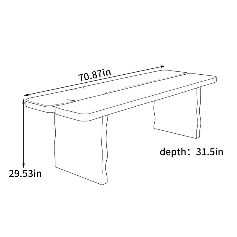 Bureau d'écriture Deschamp, H 29,53 po x l 70,87 po x P 31,5 po