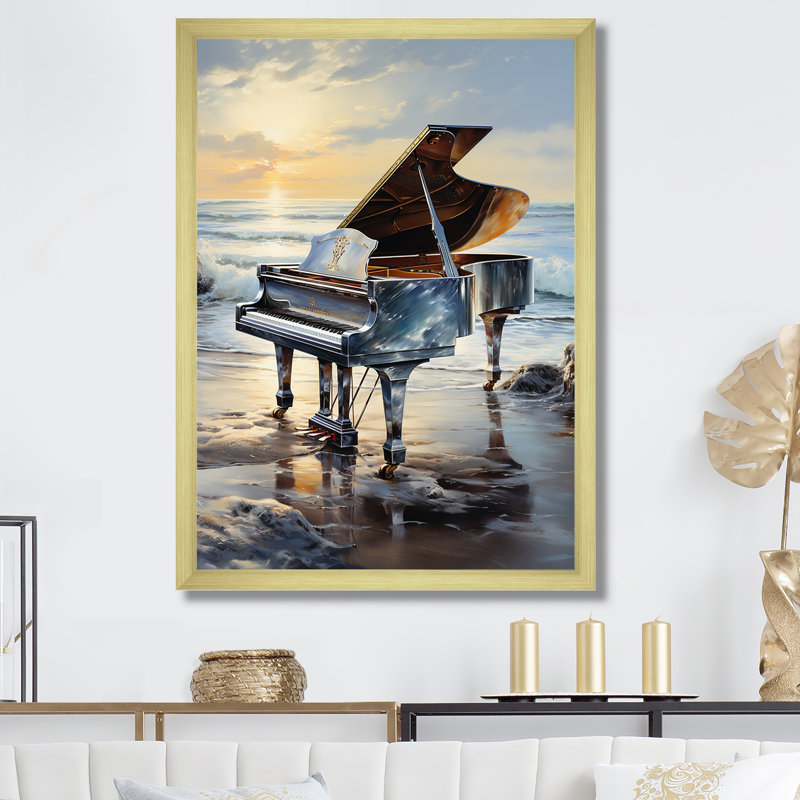 Piano Oceans Orchester, H 40 po x l 30 po x P 1,5 po, Cadre doré simple