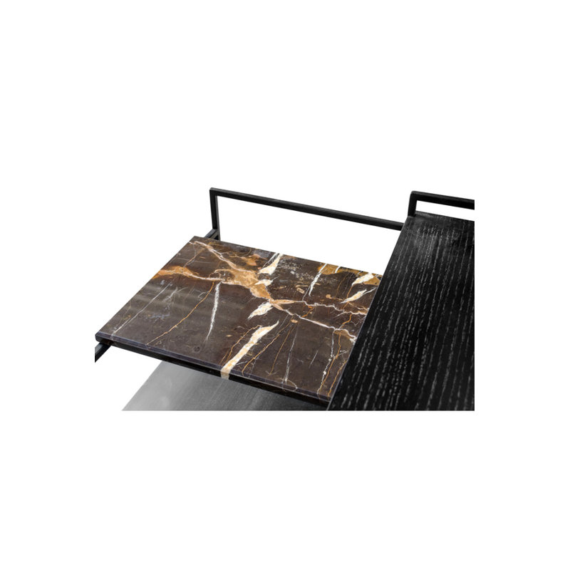 Marble Coffee Table, Black, 15" H x 24" L x 24" W