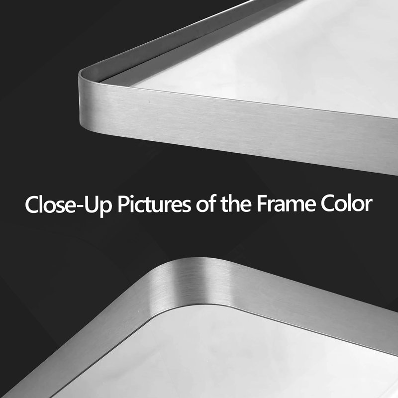 40x36 Inch Brushed Nickel Aluminium Frame Bathroom Mirror, Brushed Nickel, 36" x 40"