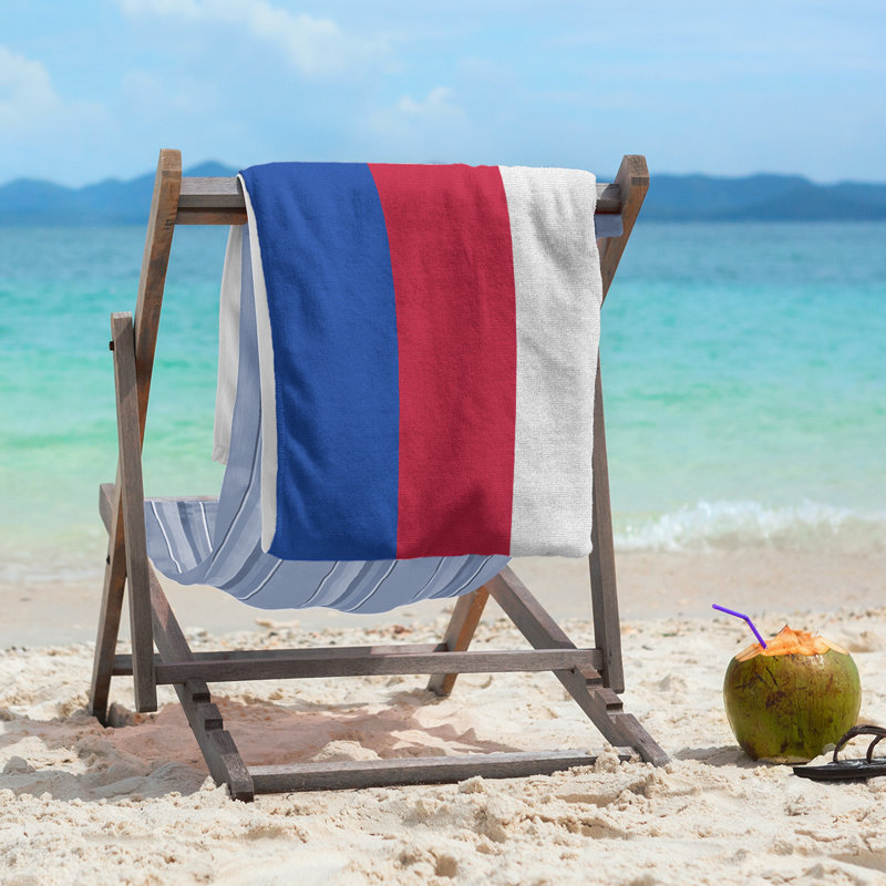 Lightweight Beach Towel, Blue/Red/White, Microfiber