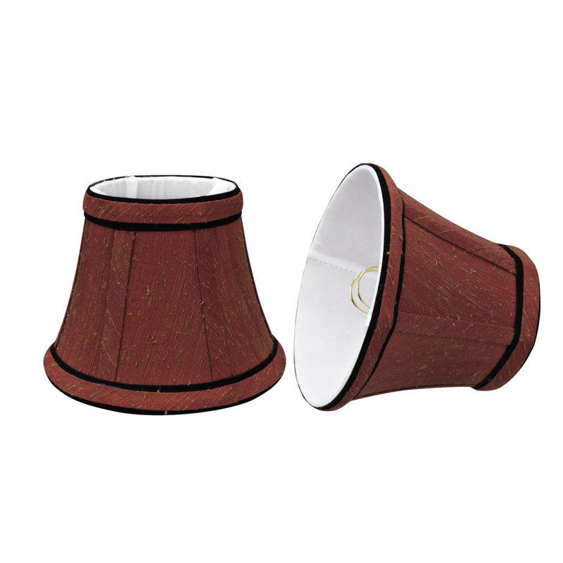 Rust Sateen Textured Fabric Bell Clip-On Chandelier Shade Set