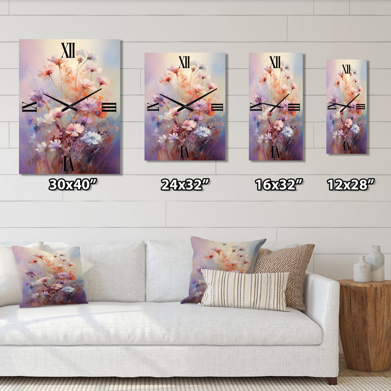 Wildflowers Bouquet Impression romantique - Horloges murales florales, Grand