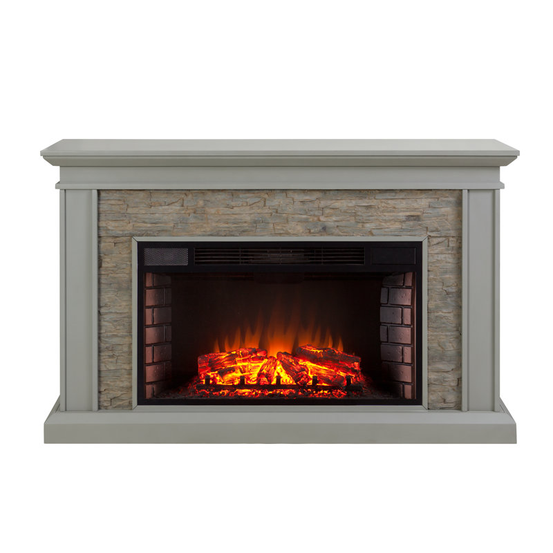 Ledgestone Fireplace, Gray