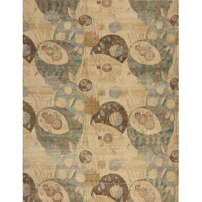 Whimsical Handmade Wool Floral Area Rug