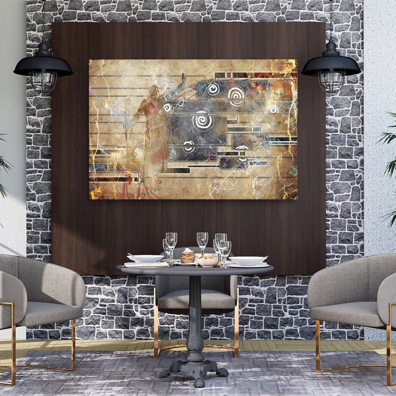Art mural abstrait géométrique Tribal Spirit Dance, 40" H x 60" W