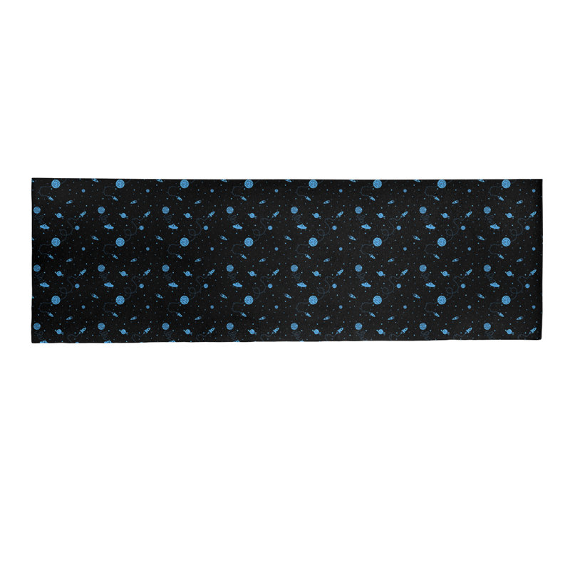 Tapis noir space outer/bleu light, Tapis de couloir 2 pi 6 po x 8 pi