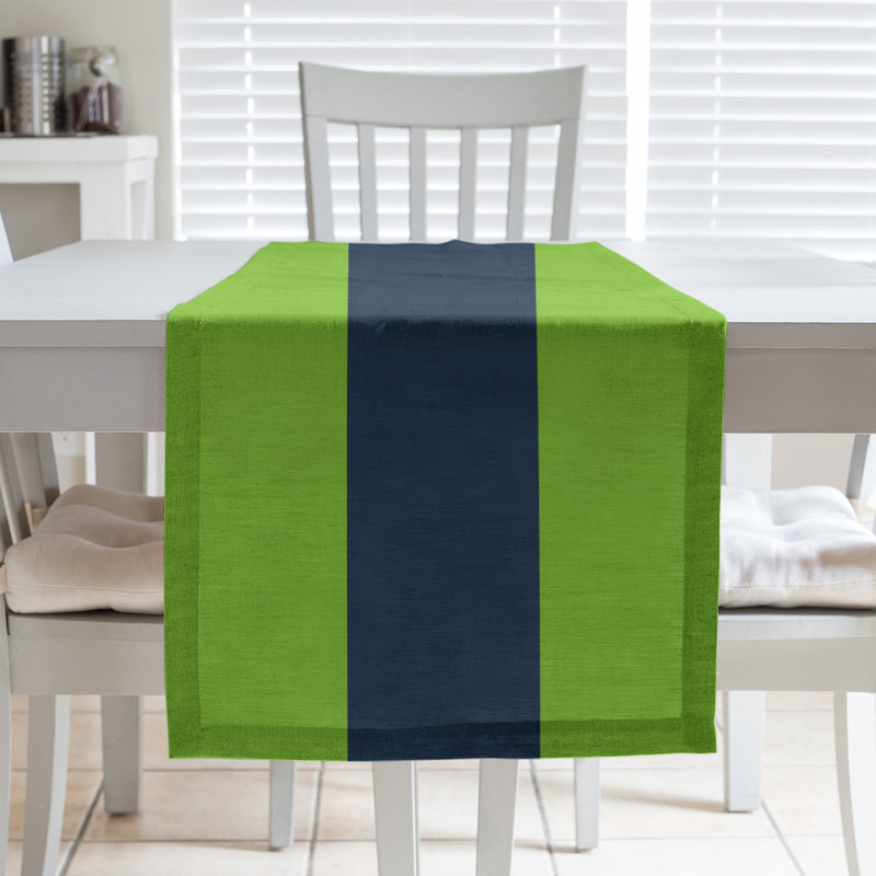 Minnesota Basketball Table Runner, 90" L x 16" W, Aurora Green/Navy/Aurora Green, Cotton Twill