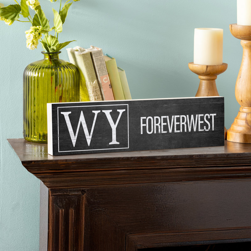 State Wooden Mantle Sign Wyoming 18x5"