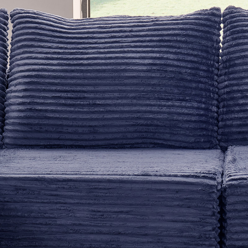 Canapé modulaire rembourré 4 pièces Kapellen, Bleu, Orienté à droite
